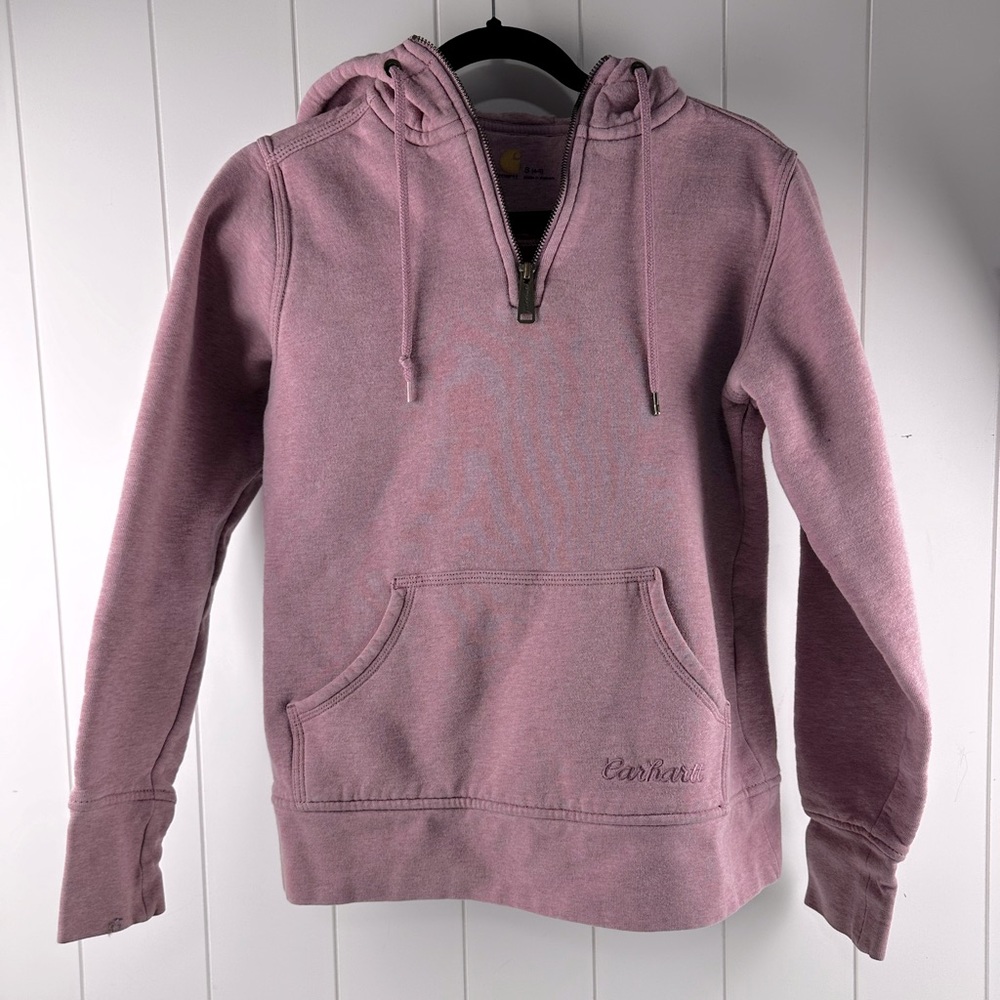 Carhartt Women Pink Cotton Long Sleeve Pullover Hoodie
